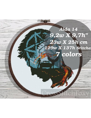 Supernatural cross stitch pattern - Dean Winchester Les magasins à Paris et en Île-de-France