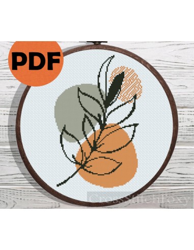 Boho Leaves cross stitch pattern de pas cher