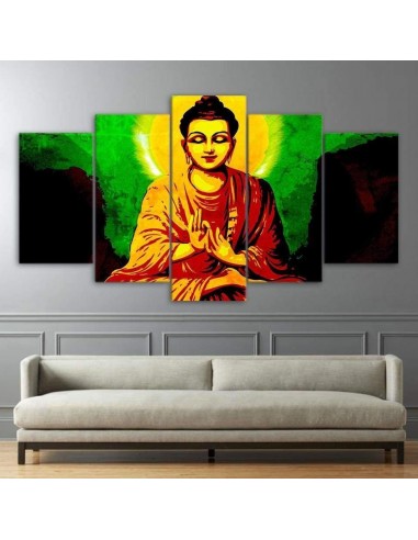 Tableau Bouddha orange et vert les ctes