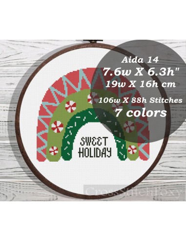 Christmas Boho Rainbow cross stitch pattern Faites des économies