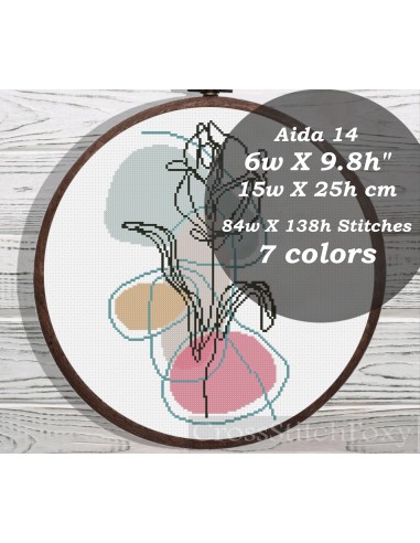 Boho Tulip Flower cross stitch pattern JUSQU'A -70%! 