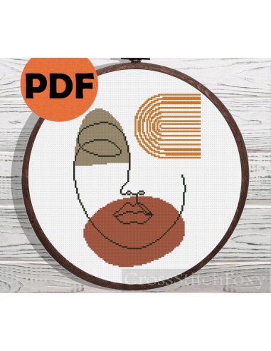 Abstract Girl Portrait cross stitch pattern français