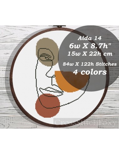 Abstract Girl Portrait cross stitch pattern Faites des économies