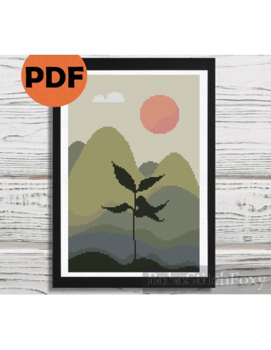 Abstract boho landscape cross stitch pattern JUSQU'A -70%! 