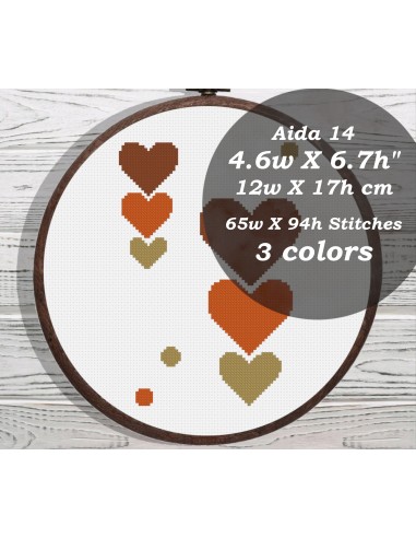 Boho Hearts cross stitch pattern Voir les baskets