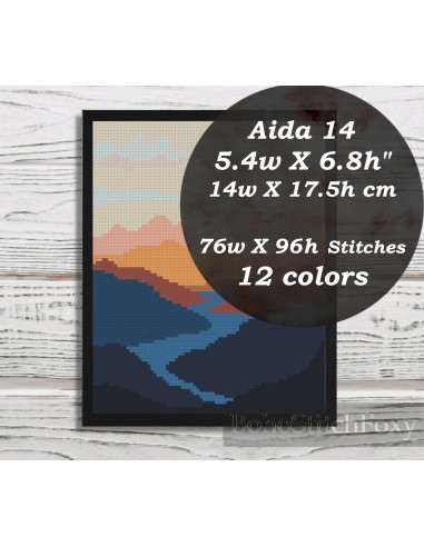 Mountain landscape cross stitch pattern pas cheres