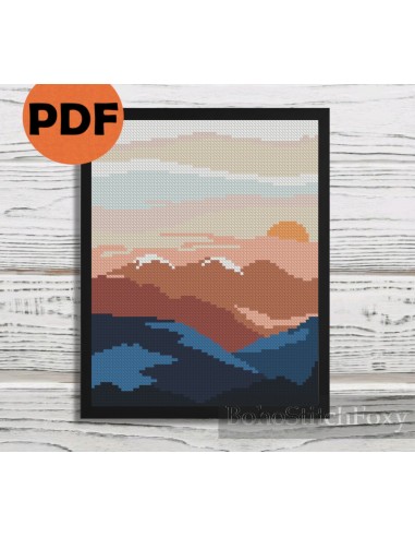 Mountain cross stitch pattern paiement sécurisé