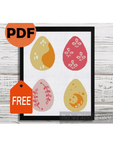 Boho Easter Eggs cross stitch pattern destockage