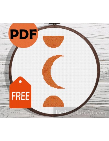 Boho Moon Phases cross stitch pattern Dans la société mordern