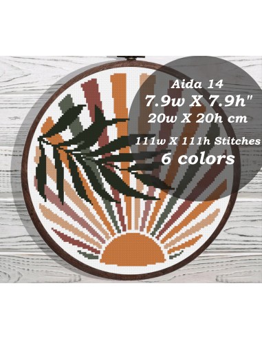 Palm leaves sun cross stitch pattern soldes