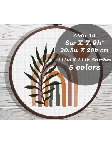 Palm leaves rainbow cross stitch pattern prix