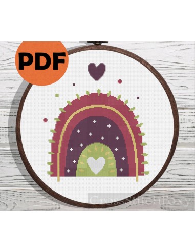 Nursery rainbow with heart cross stitch pattern Venez découvrir notre 