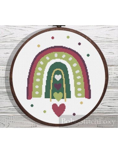 Nursery rainbow with hearts cross stitch pattern solde