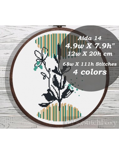 Boho leaf geometric cross stitch pattern de votre