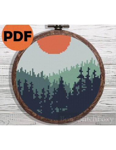 Easy small forest landscape cross stitch pattern du meilleur 