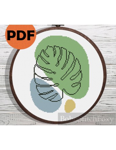 Monstera leaf cross stitch pattern Fin de série