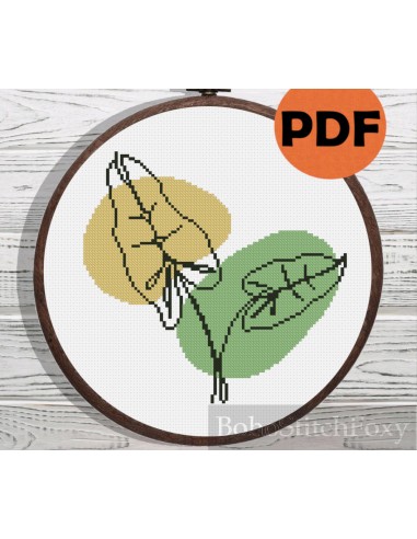 Alocasia cross stitch pattern brillant des détails fins