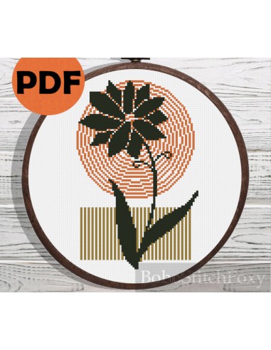 Minimalist boho flower cross stitch pattern Dans la société mordern