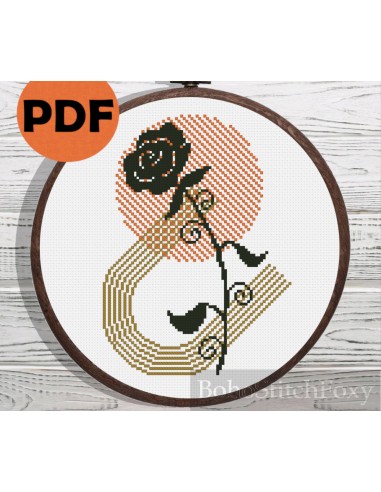 Minimalist boho rose flower cross stitch pattern offre 