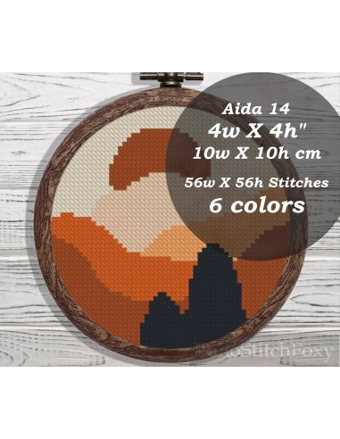 Boho mini sunset landscape cross stitch pattern soldes