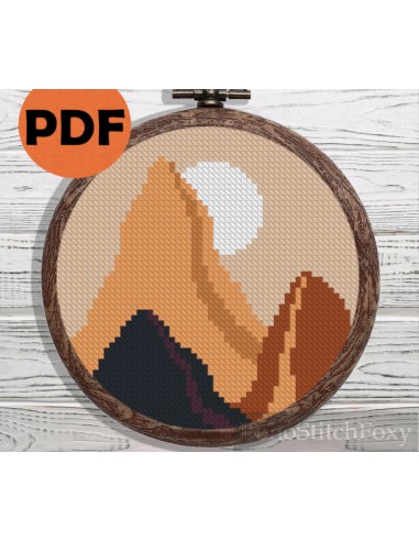 Boho mini mountain landscape cross stitch pattern Faites des économies