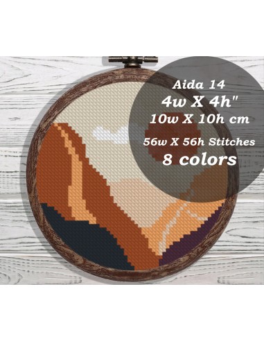 Boho mini mountain landscape cross stitch pattern 2024