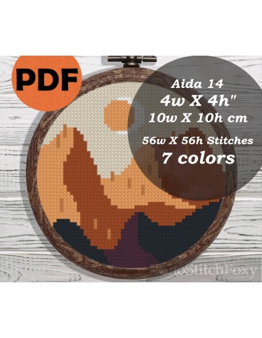 Boho mini mountain landscape cross stitch pattern la chaussure