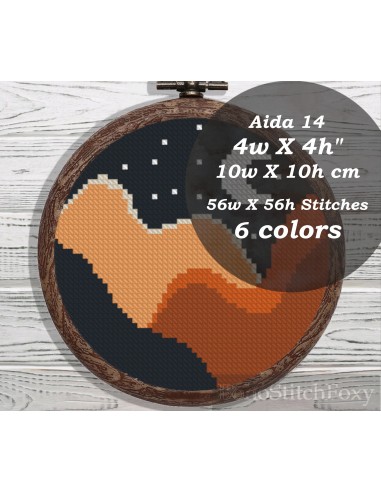 Boho moon night landscape mini cross stitch pattern livraison et retour toujours gratuits