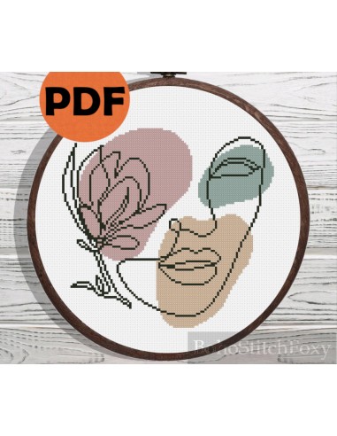 Boho woman with flower portrait cross stitch pattern prix pour 