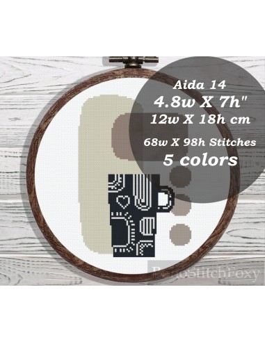 Boho coffee cup cross stitch pattern le concept de la Pate a emporter 