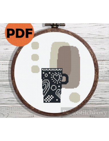 Boho tea cup cross stitch pattern de la marque