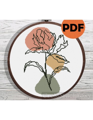 Boho Flower cross stitch pattern Comparez et commandez 