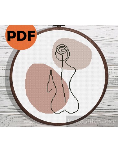 Boho naked woman cross stitch pattern de pas cher