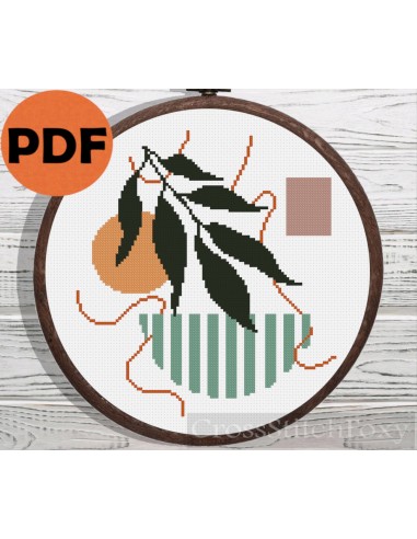 Boho Leaves Geometric cross stitch pattern Venez acheter