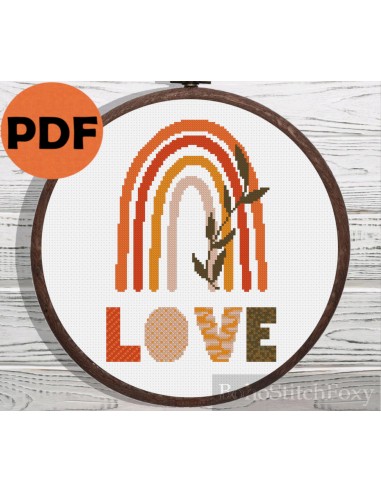 Boho Love rainbow cross stitch pattern des créatures d'habitude