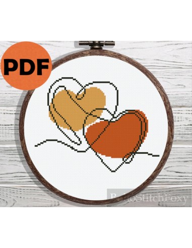 Line art hearts cross stitch pattern Comparez et commandez 