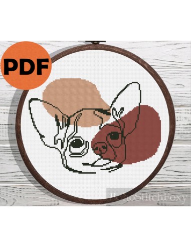 Boho dog portrait cross stitch pattern de l' environnement