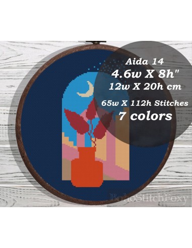 Boho flower new moon landscape cross stitch pattern du meilleur 