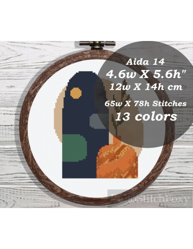 Modern abstract aesthetic pot vase cross stitch pattern acheter en ligne