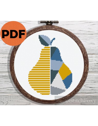 Geometric pear fruit cross stitch pattern plus qu'un jeu 