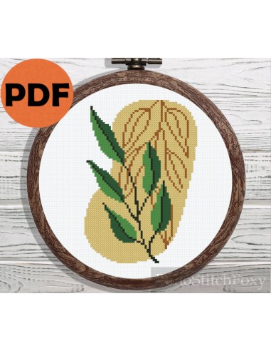 Green leaves boho cross stitch pattern Par le système avancé 