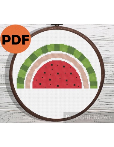 Watermelon summer rainbow cross stitch pattern en stock