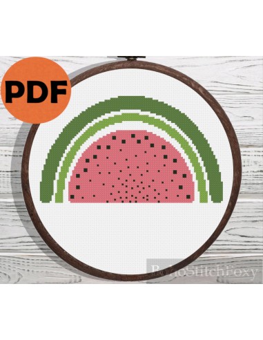 Watermelon rainbow cross stitch pattern les ctes