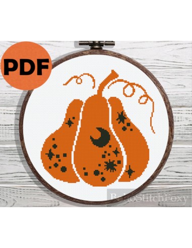 Halloween Pumpkin cross stitch pattern Les magasins à Paris