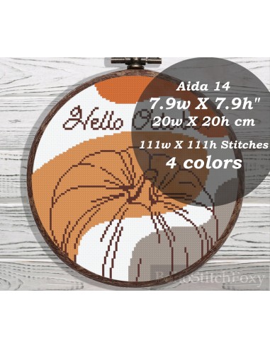 Hello October pumpkin boho cross stitch pattern 2024