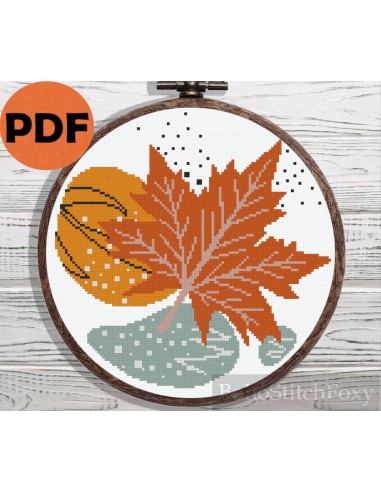 Autumn leaves boho cross stitch pattern 50% de réduction en Octobre 2024