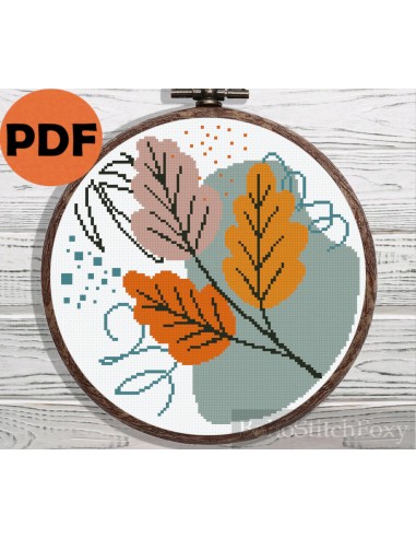 Autumn leaves boho cross stitch pattern à prix réduit toute l'année