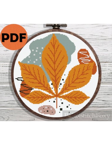 Autumn leaves boho cross stitch pattern chez Cornerstreet bien 