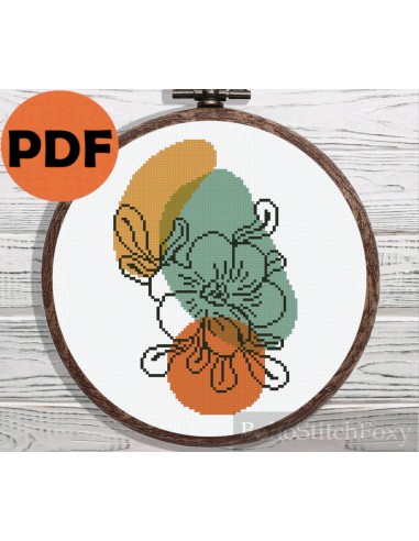 Boho flower abstract cross stitch pattern Véritable concentré