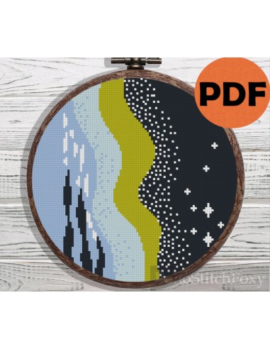 Abstract mid century modern boho cross stitch pattern plus qu'un jeu 